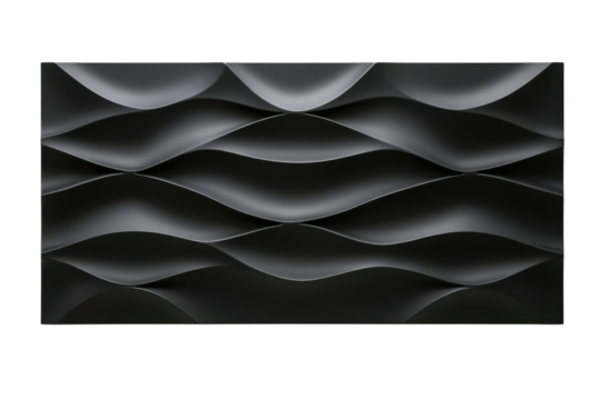 Intricate black wave panel art adding depth to modern interior design aesthetics isolated on transparent background