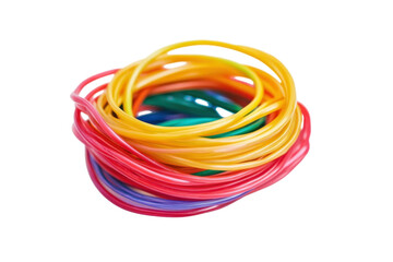Colorful loops of plastic craft wire arranged in a playful manner evoking creativity and joy isolated on transparent background