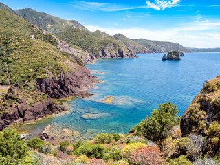 Obraz premium Views of coast and small islets Sardinia island, Italy