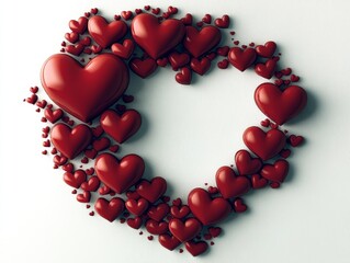 Obraz premium 3D Red Heart Shape - Creative Valentine Love Design Illustration