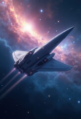 stunning spacecraft set backdrop distant galaxies under cosmic canvas twinkling stars, galaxy, nebula, cosmos, universe, planet, asteroid, cluster, light