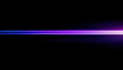 Obraz premium A vibrant horizontal light streak transitions from blue to purple against a black background, creating a dynamic and modern aesthetic.