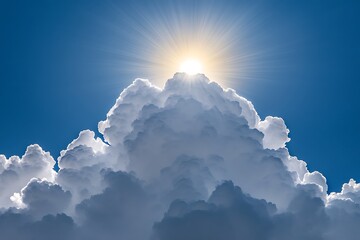 Sun Shining Over Clouds In Blue Sky. Possible use Inspiration