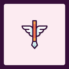 Stylized winged pen icon for creative inspiration and artistic expression