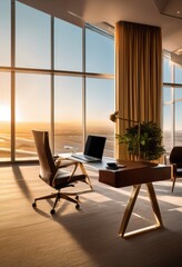 Fototapeta premium elegant modern luxury workspace setup sleek design elements premium airport lounge, ambiance, atmosphere, architecture, art, chairs, cleanliness, comfort