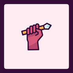 Vector illustration showing fist holding brush with paint for creative design