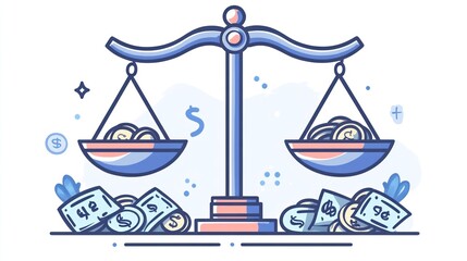 Justice and Financial Balance, Weighing Monetary Values, Illustration