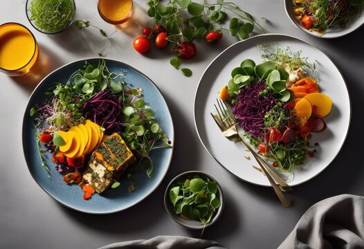 vibrant vegan dish arrangements showcasing creative food styling techniques colorful plates eye catching presentations, dishes, ingredient, garnish, culinary