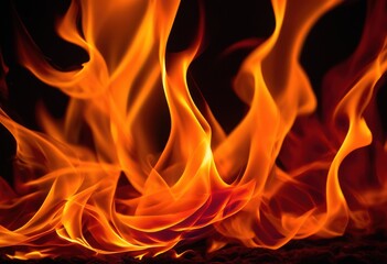 Fototapeta premium stunning close view colorful flame textures revealing dynamic movement warm glow fire mesmerizing natural dance, blaze, bonfire, combustion, ember
