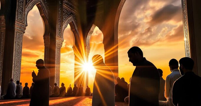 People Praying Maghrib in a Mosque