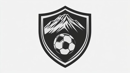Soccer shield logo, mountains, ball, emblem