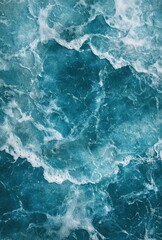 Fototapeta premium Serene Deep Blue Ocean Waves with White Foamy Crests Capturing the Essence of Tranquility and Nature's Beauty in a Turbulent Seascape