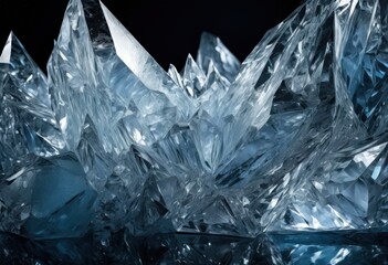 Obraz premium detailed close shot showcasing intricate crystalline ice patterns unique texture reflective elements, frost, design, surface, winter, sparkle, beauty