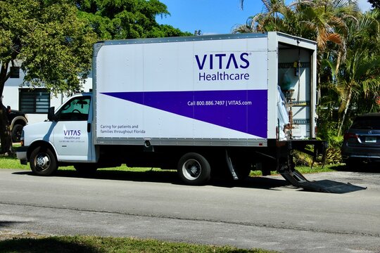 Durable medical equipment delivered to a house by Vitas Healthcare.