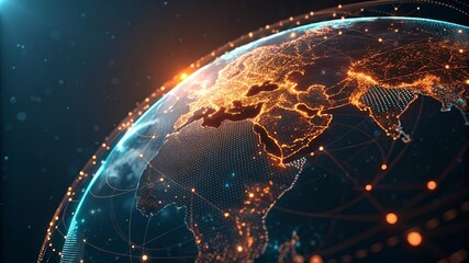 Obraz premium Earth from space showing international network representing communication, travel and connections. 3D illustration.