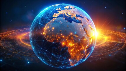 Naklejka premium Earth from space showing international network representing communication, travel and connections. 3D illustration.
