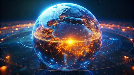 Earth from space showing international network representing communication, travel and connections. 3D illustration.