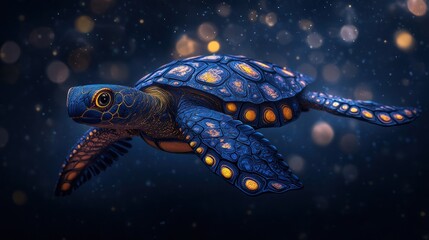 Stylized Turtle in Watercolor Technique - Indigenous Art of Turtle Island