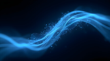 Abstract Glowing Blue Light Wave Energy Flow on Dark Background Wallpaper