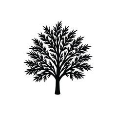Obraz premium vector illustration of a tree on white background.tree black & white silhouette.Tree of Life tribal vector black set