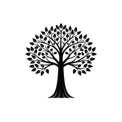 Fototapeta premium vector tree silhouette.logo of stylized tree with roots black on white background