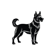 black and white dog silhouette on white background. German Shepherd AI Generated Image
