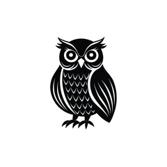 owl silhouette on white background.