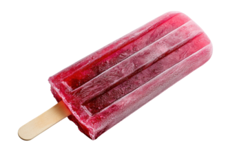 A vibrant raspberry popsicle melting gently on a sunny summer afternoon isolated on transparent background