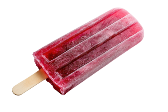 A vibrant raspberry popsicle melting gently on a sunny summer afternoon isolated on transparent background