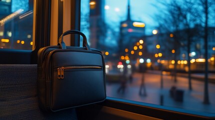 Naklejka premium City Commute Briefcase on Tram