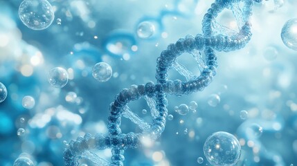 Fototapeta premium DNA strand in a watery environment. Possible use for scientific or medical publication