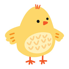 Cute baby chicken doodle simple naive style vector illustration. Farm animal bird kawaii character. Vector Easter clipart isolated on white background