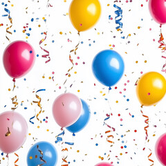 Captivating close-up shot of balloons and streamers, ideal for joyful celebrations.
