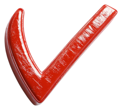 Red Check Mark Icon on a Transparent Background for Approval Sign, Isolated on Transparent Background