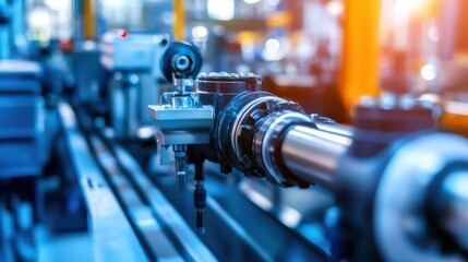 Fototapeta premium Precision Machinery Component in Modern Factory Setting