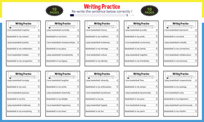 Simple sentence tracing worksheets for children
