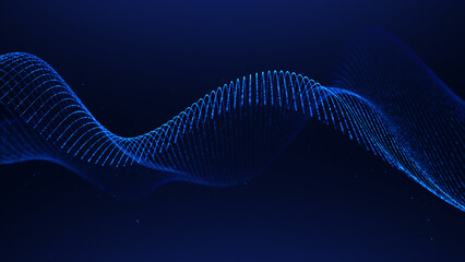 Futuristic Blue Wave Technology. Dark Environment. Smooth flowing and dynamic digital waveforms. Ideal for technology themed backgrounds and presentations.