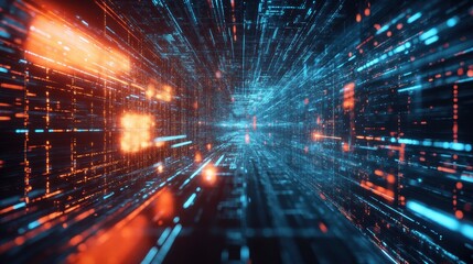 AI Deep Learning Pathways Visualized as Glowing Data