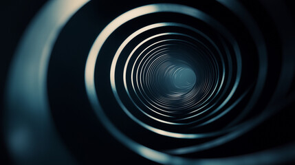 Fototapeta premium Abstract Metallic Spiral Tunnel with Futuristic Lighting