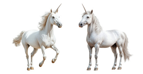 Majestic White Unicorns Walking Gracefully