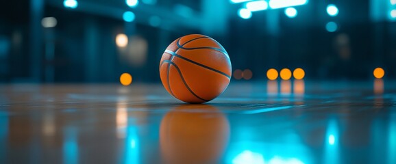 Basketball on Court Floor (3)