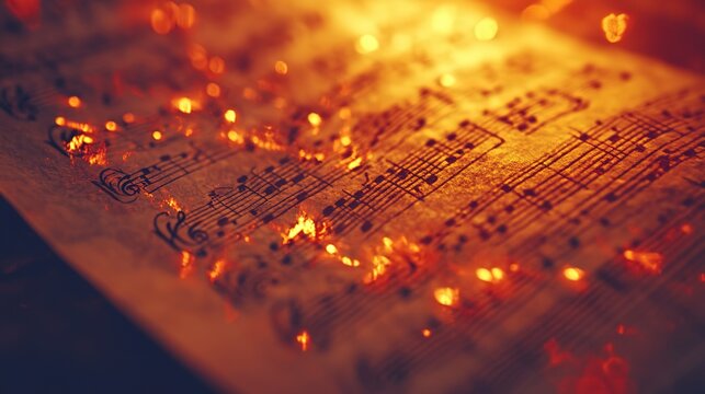 ancient music note sheet burning in flame

