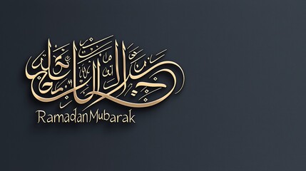 Elegant Ramadan Mubarak calligraphy on dark background.