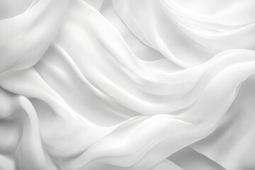 Obraz premium Elegant White Silk Fabric Draped Soft Texture Background Image High Resolution Smooth Waves Luxurious Flowing Sheer White Textile Design Element gray 
