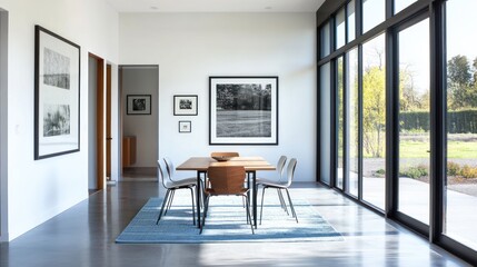 Fototapeta premium Modern Dining Room with Large Windows (1)