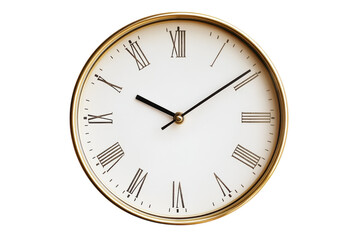 Elegant vintage clock showcasing Roman numerals and a classic design in a bright setting isolated on transparent background