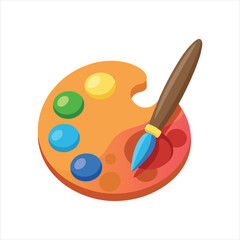  Painting Palette with Brush Icon Vector Illustration