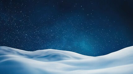   A snow-covered hill under a starry night sky, illuminated by a brilliant horizon light