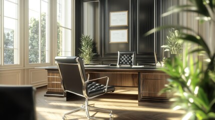 Fototapeta premium Luxurious Office Interior with Sunlight