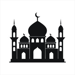 Traditional Mosque Silhouette Illustration in Vector Format
